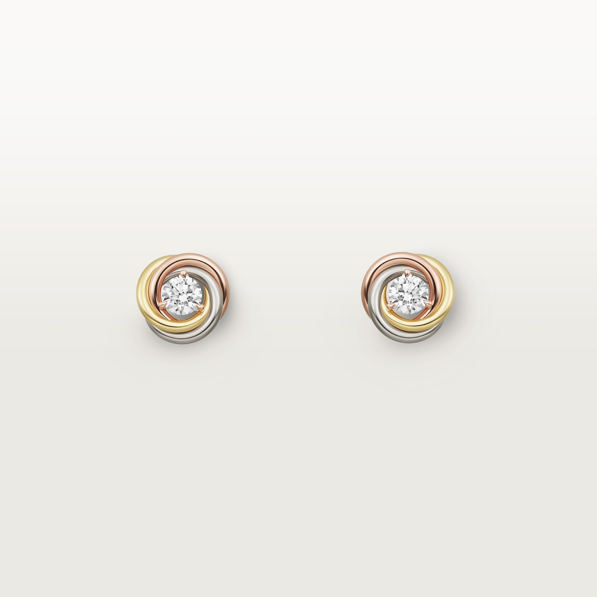 Trinity stud earrings, brilliant-cut diamonds White gold, yellow gold, rose gold, diamonds