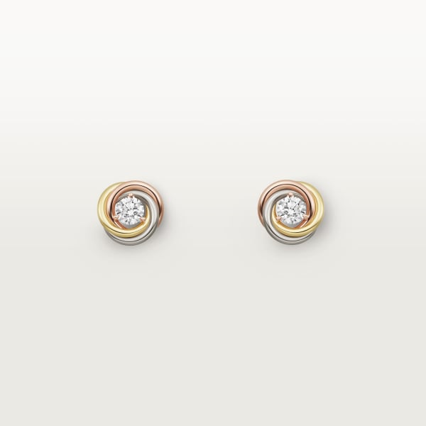 Trinity stud earrings, brilliant-cut diamonds  White gold, yellow gold, rose gold, diamonds