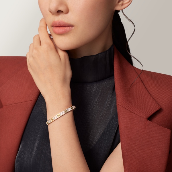 Love bracelet, classic model, paved Yellow gold, diamonds