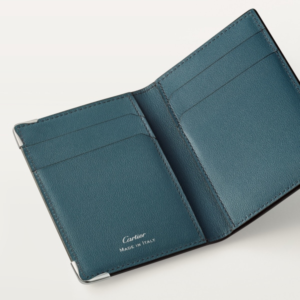 Four-card holder, Must de Cartier XL Logo smooth steel grey and graphite calfskin, palladium finish