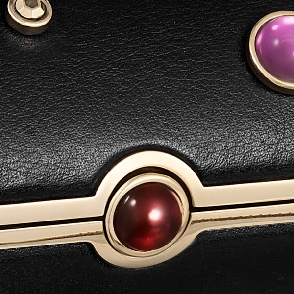 Cabochon bag, Cartier Soir Black calf leather and semi-precious stones, golden finish