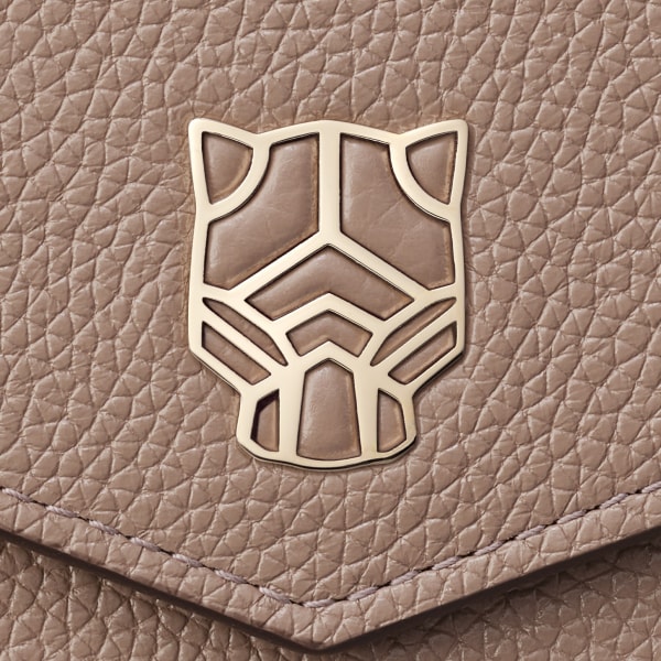 Mini wallet, Panthère Graphique de Cartier Clay-coloured grained calfskin, golden finish