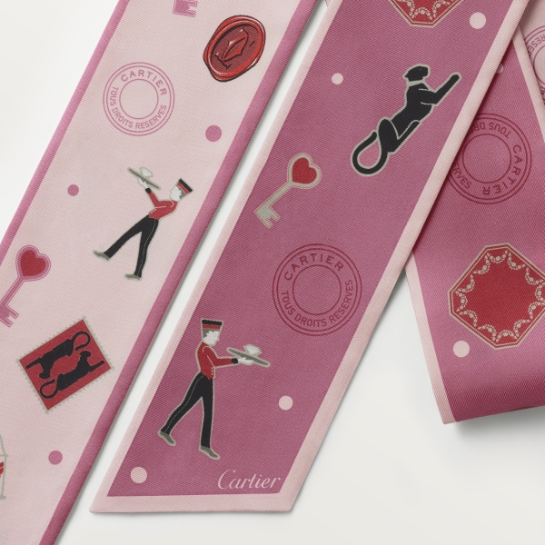 Diabolo de Cartier Bandeau细丝巾 粉红色斜纹真丝
