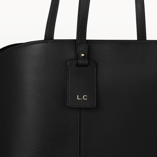 Tote bag, C de Cartier Black grained calfskin, golden finish