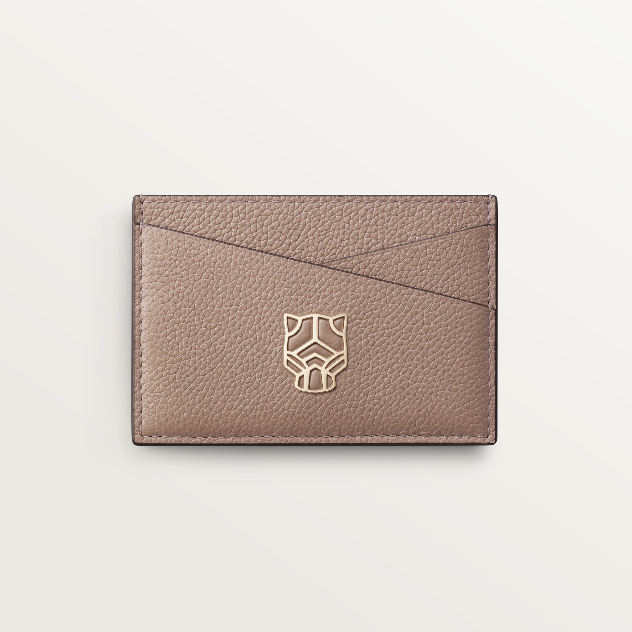 Simple card holder, Panthère Graphique de CartierClay-coloured grained calfskin, golden finish