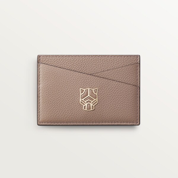 Simple card holder, Panthère Graphique de Cartier Clay-coloured grained calfskin, golden finish