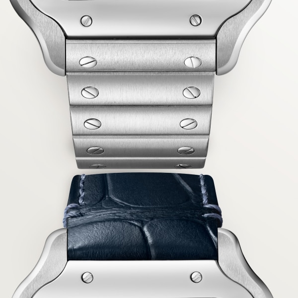 Santos de Cartier watch Large model, automatic movement, steel, interchangeable metal and leather bracelets