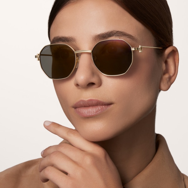 Première de Cartier sunglasses Smooth golden-finish metal, grey lenses