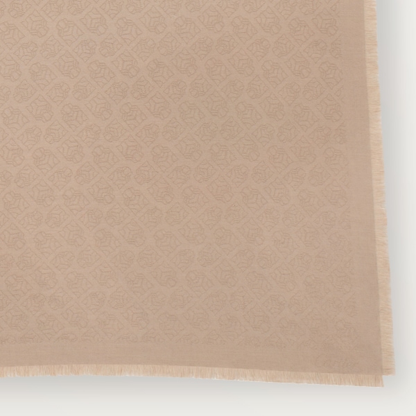 Panthère Graphique shawl Beige cashmere, wool and silk.