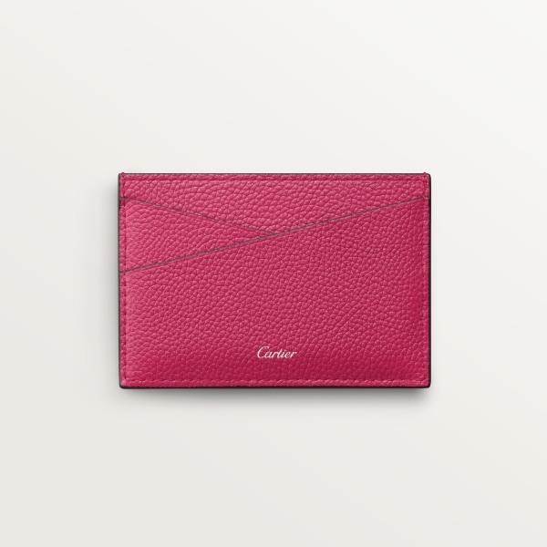 Simple card holder, Panthère Graphique de Cartier Raspberry grained calfskin, palladium finish