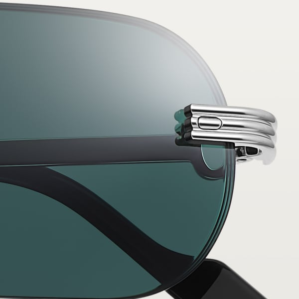 Première de Cartier Sunglasses Smooth platinum-finish metal, green lenses