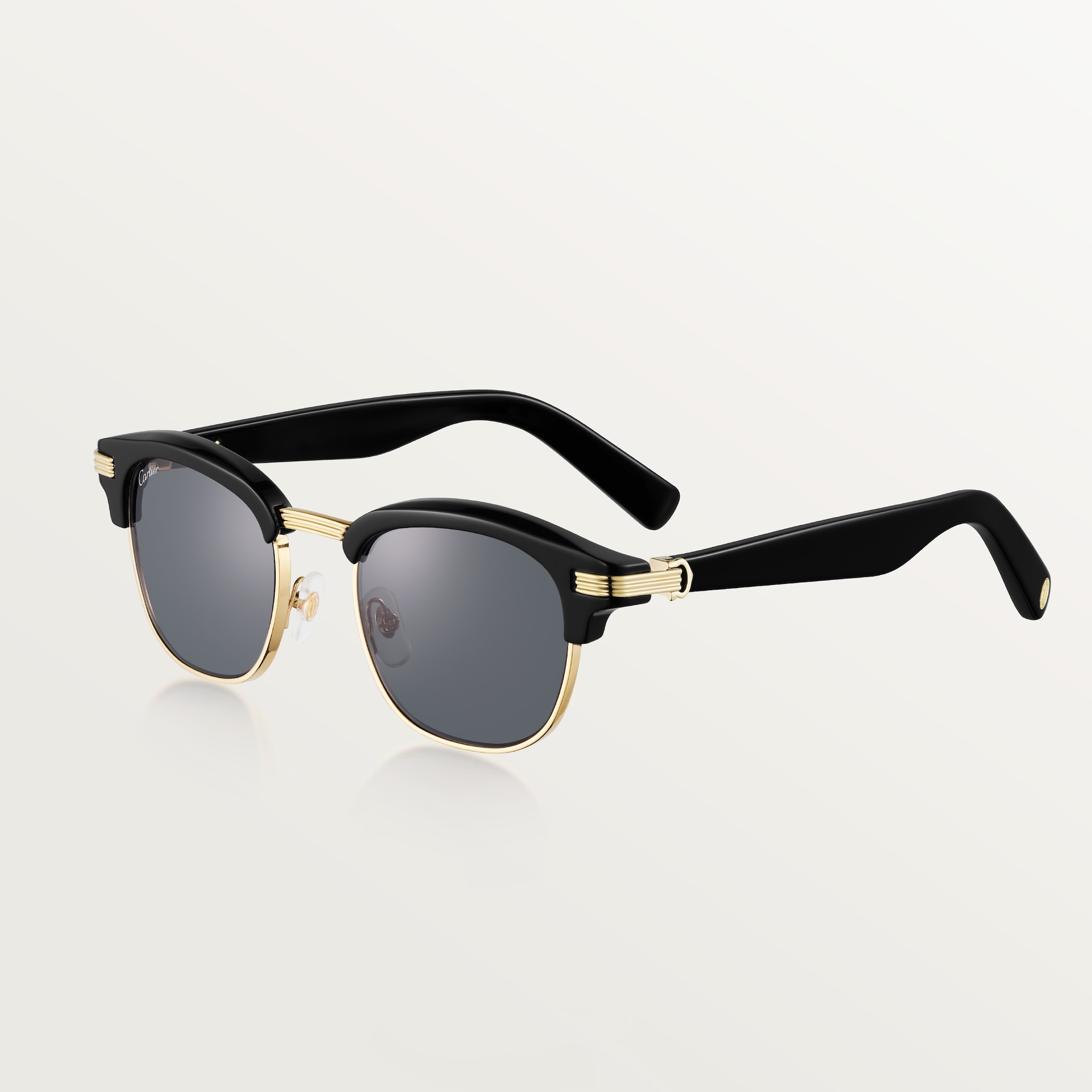 Panthère de Cartier, SunglassesSmooth gold-finish metal, black acetate, grey lenses