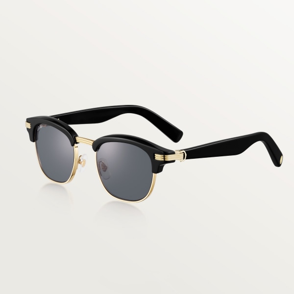 Panthère de Cartier, Sunglasses Smooth gold-finish metal, black acetate, grey lenses
