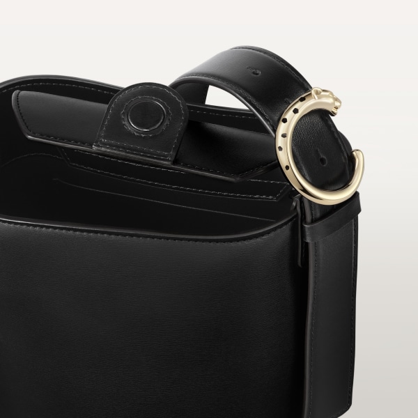 Mini bucket bag, Panthère C Black grained calfskin, golden finish
