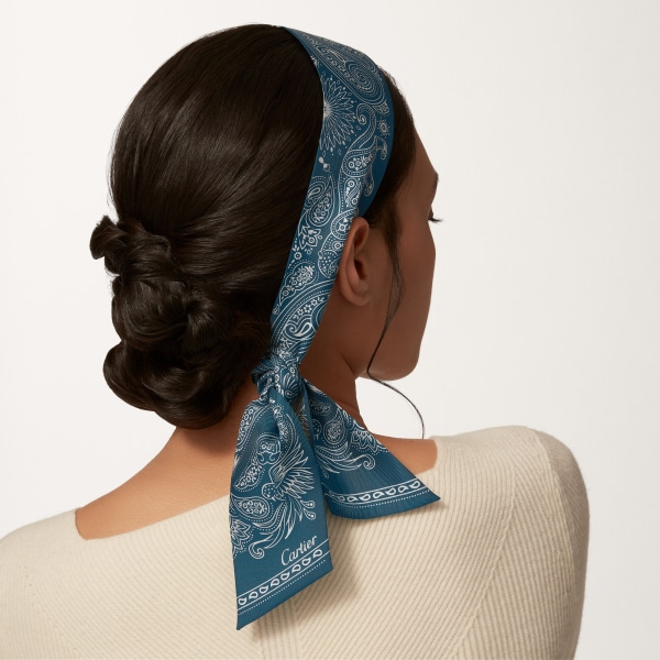 Scarf  Blue silk twill