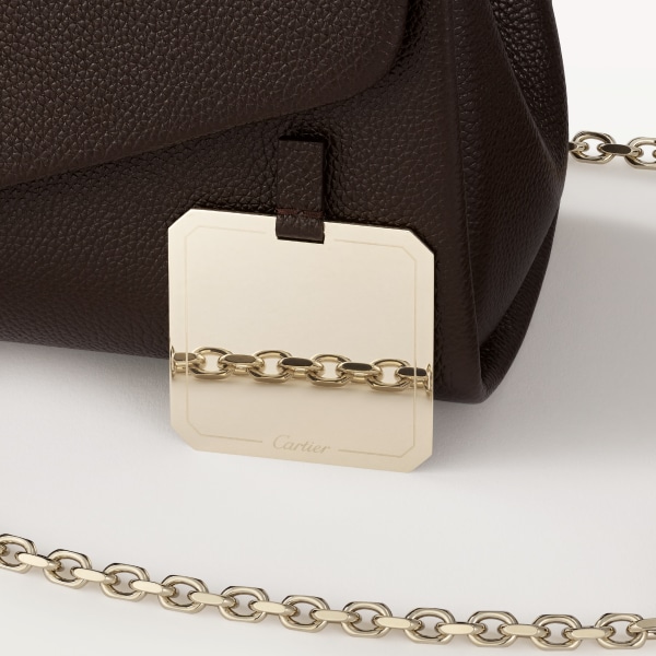 Sac chaîne petit modèle, Panthère de Cartier Tonka brown grained calfskin, golden finish