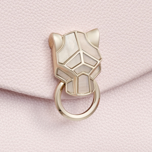 Chain bag small, Panthère de Cartier Petal pink grained calfskin, golden finish