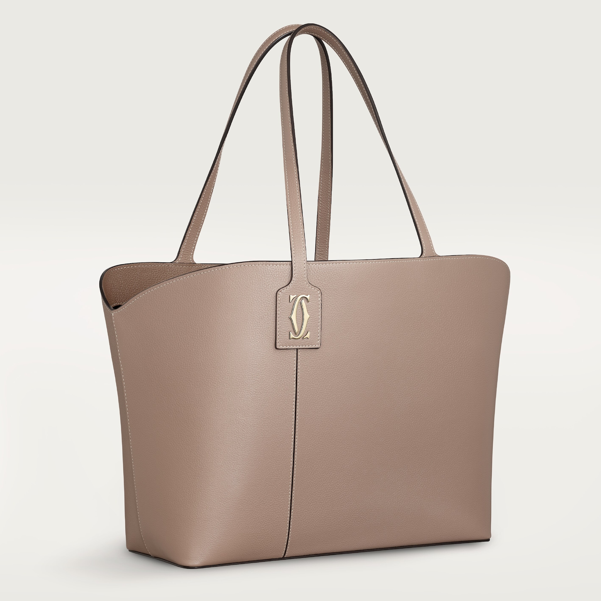 Tote bag, C de CartierClay-coloured grained calfskin, golden finish