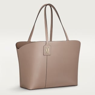 Tote bag, C de Cartier Clay-coloured grained calfskin, golden finish