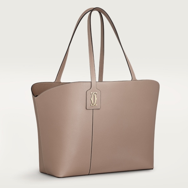 Tote bag, C de Cartier Clay-coloured grained calfskin, golden finish