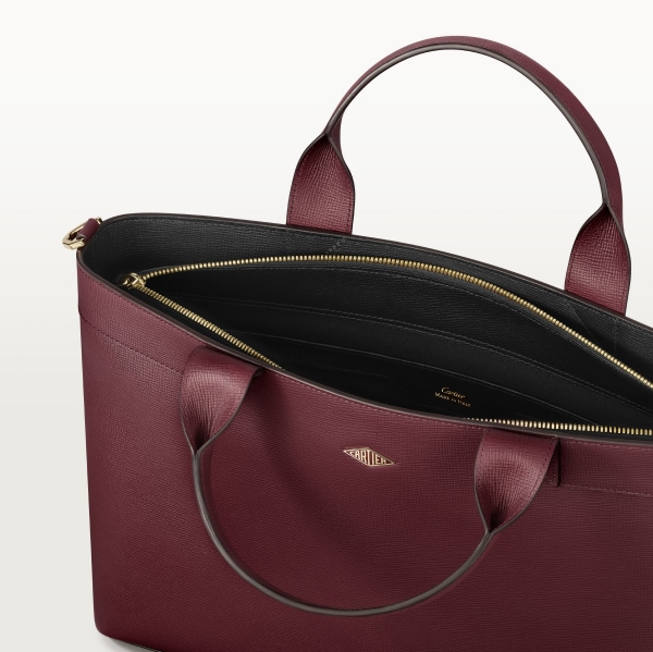 Slim document holder, Cartier Losange Grained burgundy calfskin, golden finish and enamel
