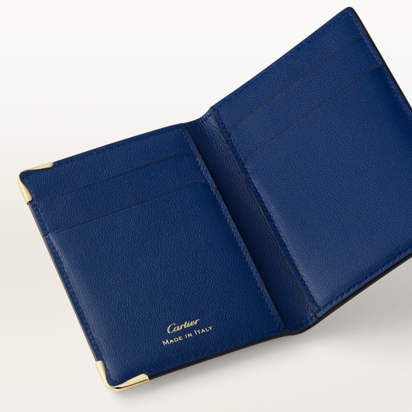 Four-credit card holder, Must de Cartier Deep blue calfskin, palladium finish