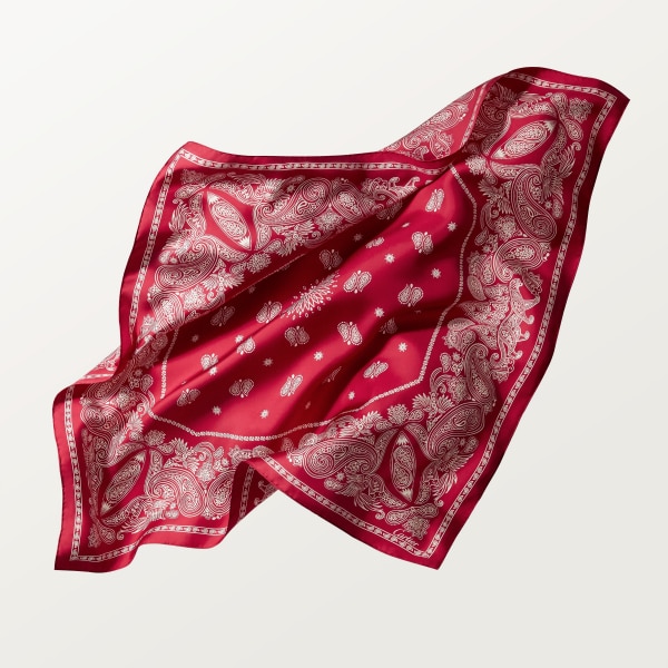 Double C Paisley 90 scarf Red silk twill