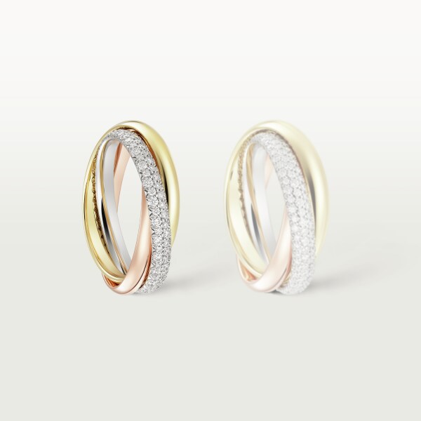 Trinity ring, small model White gold, yellow gold, rose gold, diamonds