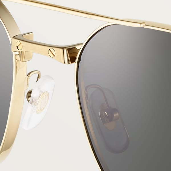 Santos de Cartier Sunglasses Smooth and brushed golden-finish metal, black lenses