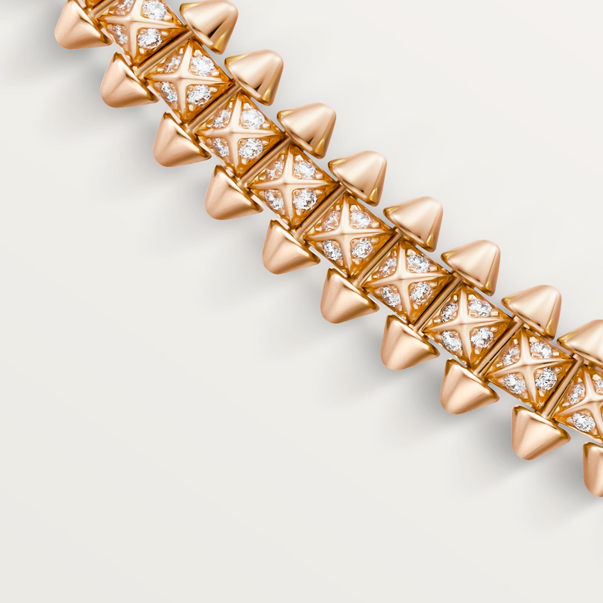 Clash de Cartier necklace, flexible, small model, paved Rose gold, diamonds
