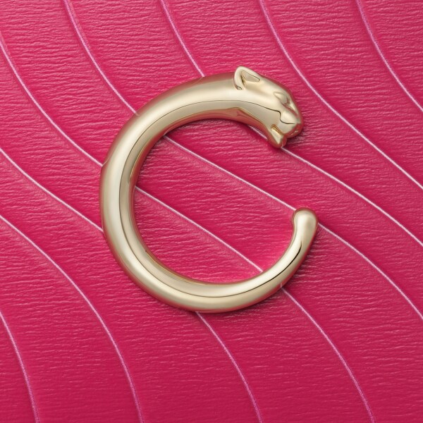 Panthère C de Cartier系列单层卡片夹 树莓红色小牛皮，浮雕“Cartier”标识，镀金饰面