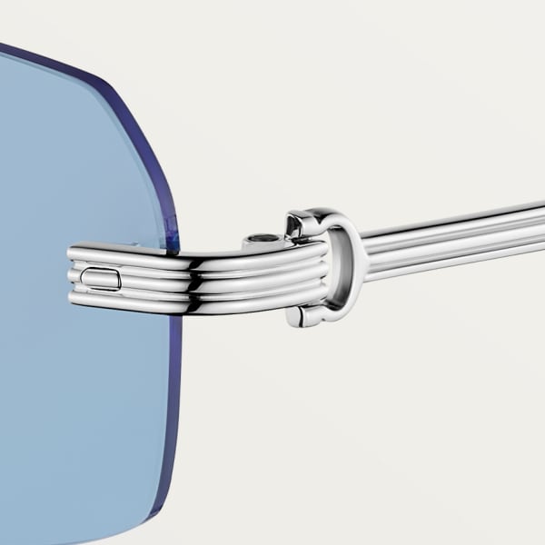 Première de Cartier Sunglasses Smooth platinum-finish metal, light blue lenses