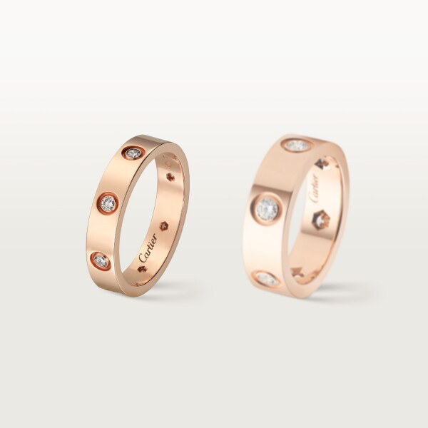 Love ring, small model, 8 diamonds Rose gold, diamonds