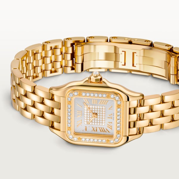 Panthère de Cartier watch, small model Small model, quartz, yellow gold, diamonds