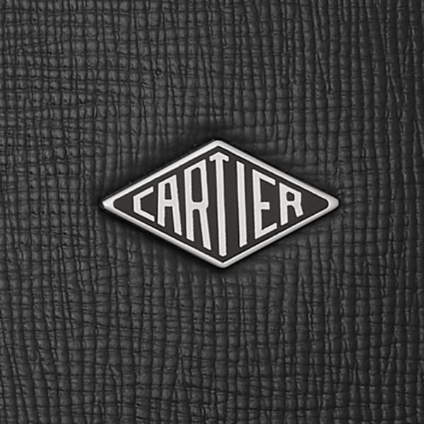 Slim document holder, Cartier Losange  Grained black calfskin, palladium finish and enamel