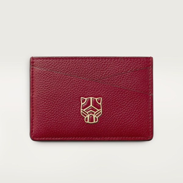 Panthère de Cartier Small Leather Goods, Card holder Burgundy calfskin, golden finish