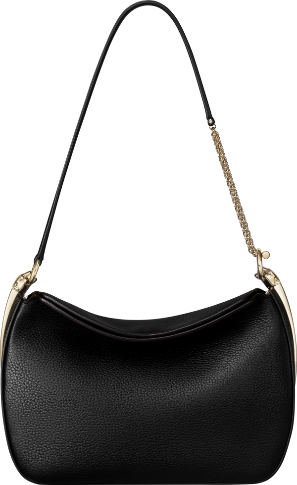 Mini model hobo bag, Panthère Double Grained black calfskin