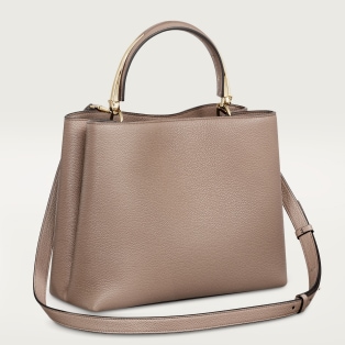 Medium model handle bag, Panthère Double de Cartier Clay-coloured grained calfskin
