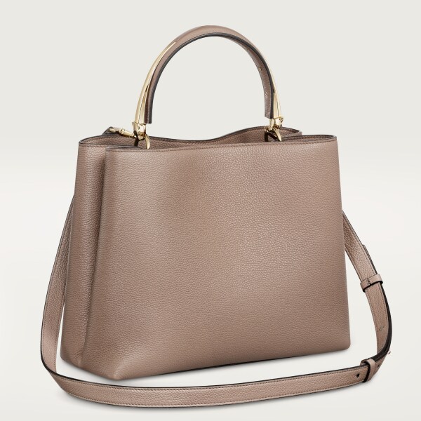 Medium model handle bag, Panthère Double de Cartier Clay-coloured grained calfskin