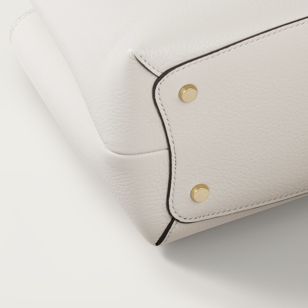 Small model handle bag, Panthère de Cartier Salt white calfskin, golden finish