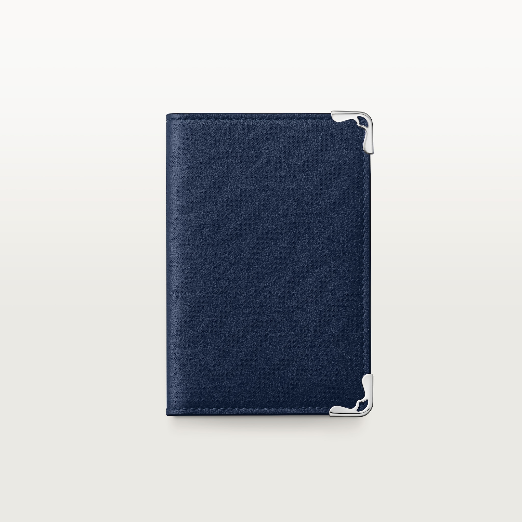 4 credit card holder, Must de CartierNavy blue perforated logo calfskin, palladium finish 