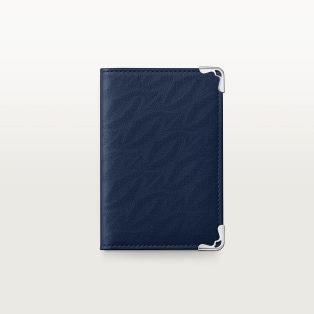 4 credit card holder, Must de Cartier Navy blue perforated logo calfskin, palladium finish 