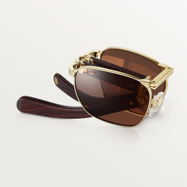 Première de Cartier太阳眼镜 抛光镀金饰面金属，棕色镜片
