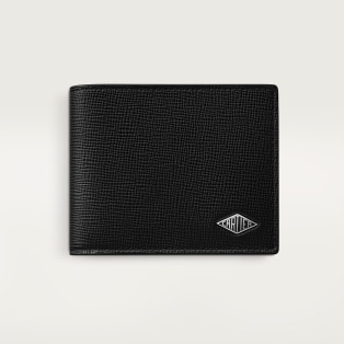 Wallet, Losange Grained black calfskin, black enamel and palladium finish