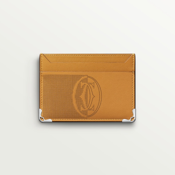 双卡片夹，Must de Cartier系列 茴香棕黄色小牛皮，镀钯饰面