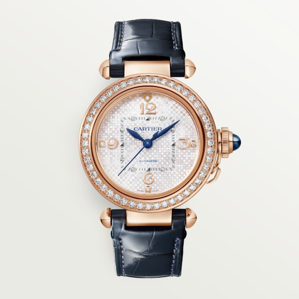 Pasha de Cartier watch 35 mm, automatic movement, rose gold, interchangeable leather straps