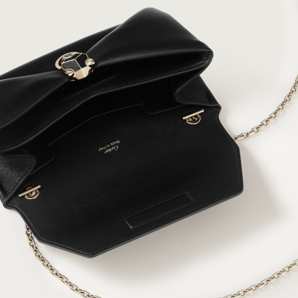 Chain pouch, Panthère de Cartier Black calfskin, golden finish