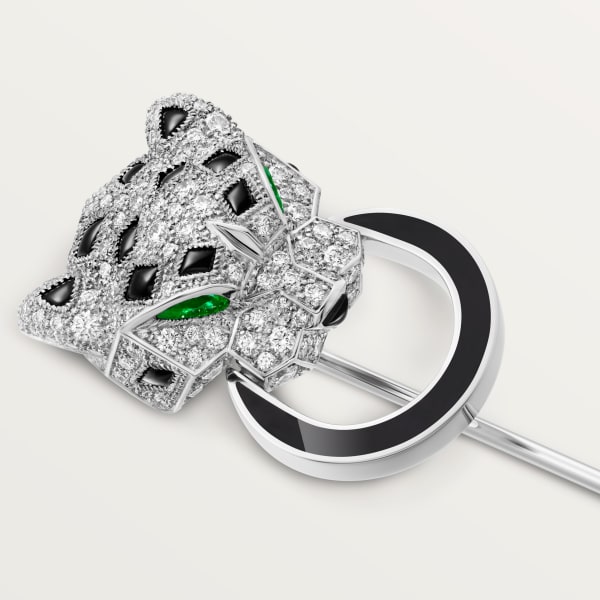 Panthère de Cartier tie pin White gold, emeralds, onyx, diamonds