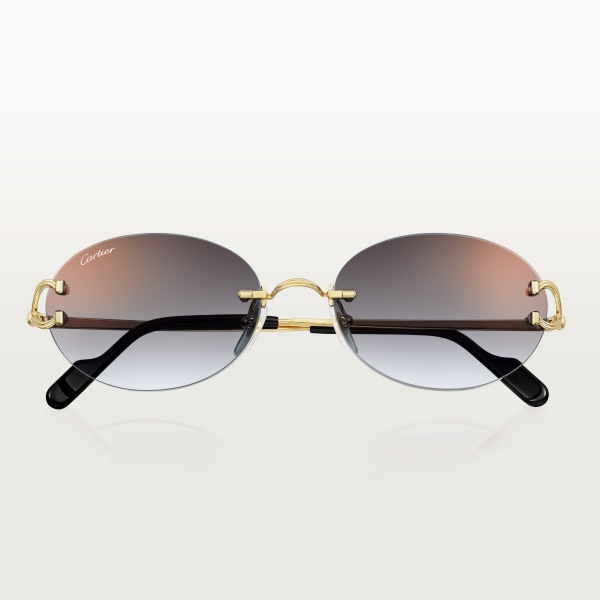 Sunglasses, Classic C de Cartier motif Smooth golden-finish metal, grey lenses