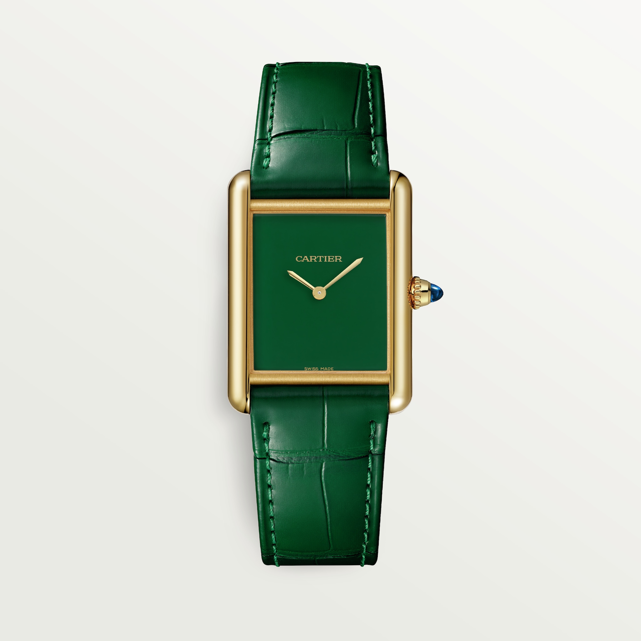 Tank Louis Cartier watchLarge model, hand-wound mechanical movement, yellow gold, leather